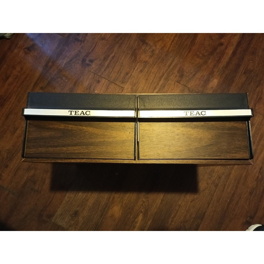 Vintage 24 VHS Tape Storage 2 Drawer  Cabinet Wood Grain 80's